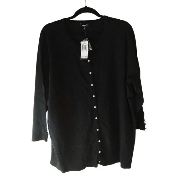 Premise Studio, Button Up Cardigan, Black With pearl Accent Buttons Size 3 XL - Picture 1 of 7